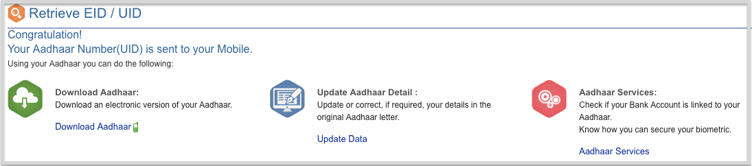 Download your Aadhaar card by Retrieve Card