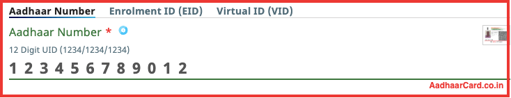 Picture showing Aadhaar Number entering for downloading aadhaar card